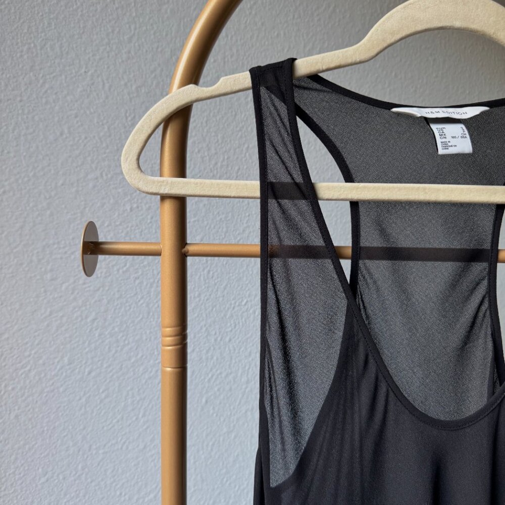 H&M Edition Black Sheer Evening Maxi Dress Size S